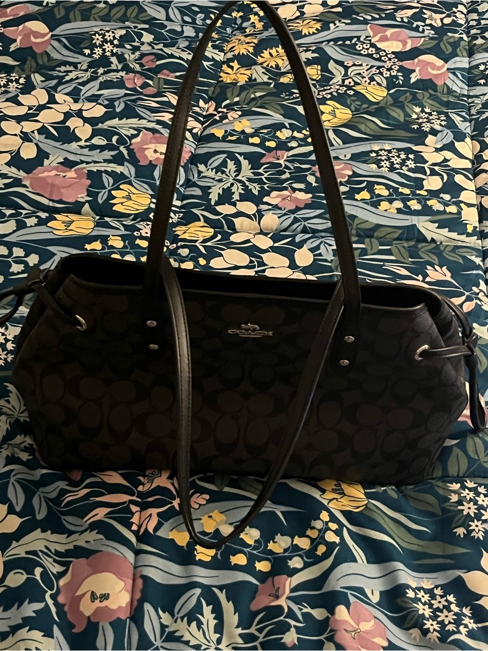 Coach Black/Charcoal Signature Monologue Dome Satchel - Picture 2 of 10